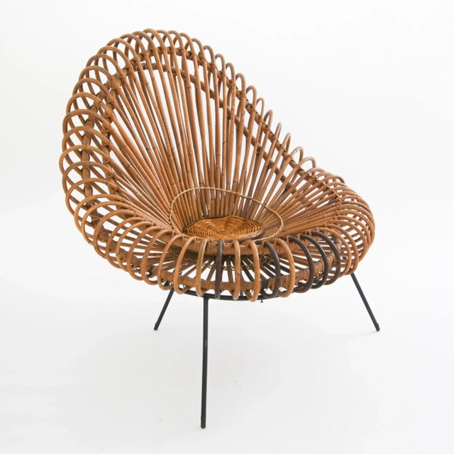 Janine Abraham and Dirk Jan Rol Rattan Lounge Chair for Rougier C. 1950's For Sale - Image 13 of 13