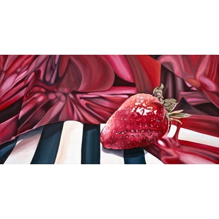 2000s "Strawberry and Ribbon" Gallery Wrapped Oil Painting by Judith Moore For Sale