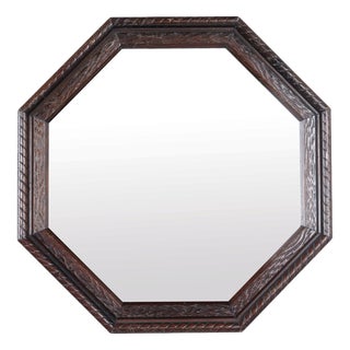 Octagonal Mirror in Dark Wood, 1890s For Sale