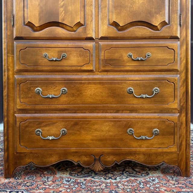 1980s Ethan Allen Country French Solid Birch 6 Drawer Highboy Armoire Dresser (26-5305 Fruitwood) For Sale In Philadelphia - Image 6 of 18