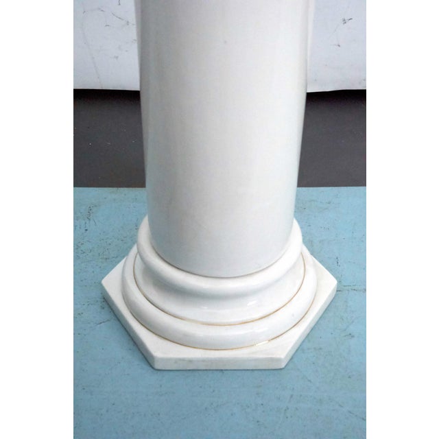 White Ceramic Vase with Gold Details and Column by Tommaso Barbi, Italy, 1970s For Sale - Image 4 of 18