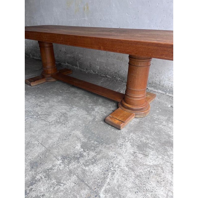 1930s French Art Deco Oak Refectory Table, 1930 For Sale - Image 5 of 17