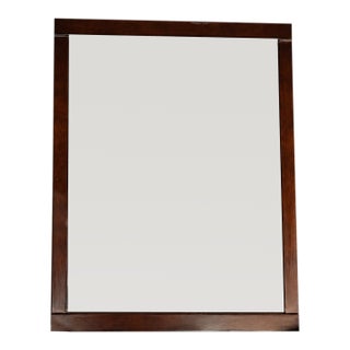 Transitional Dark Wood and Silver Rectangular Wall Mirror For Sale