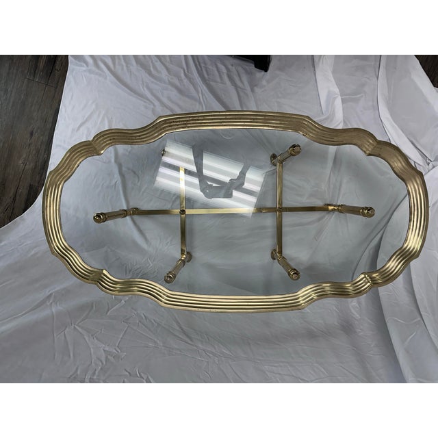 Vintage La Barge Scalloped Brass and Glass Coffee Table For Sale In Richmond - Image 6 of 7