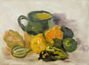 Mid 20th Century Autumn Kitchen Still Life Painting
