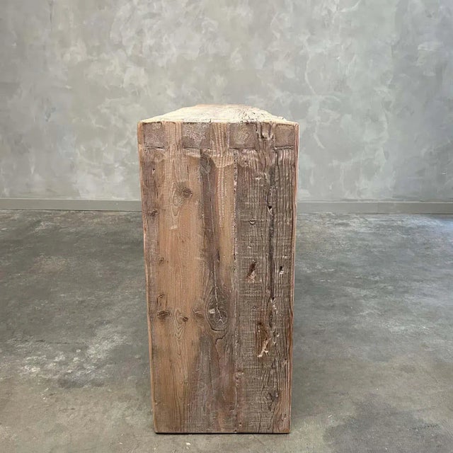 Elm Wood Waterfall Style Console Table For Sale - Image 4 of 12