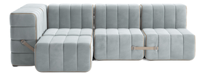 Curt Modular Set - Flexible Small Corner Sofa - Barcelona - River - V3347/33 (Light Blue) by Ambivalenz, Set of 9