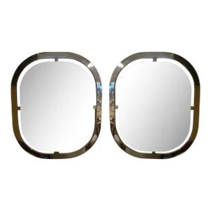 Pair of Italian Modern Chrome Mirrors