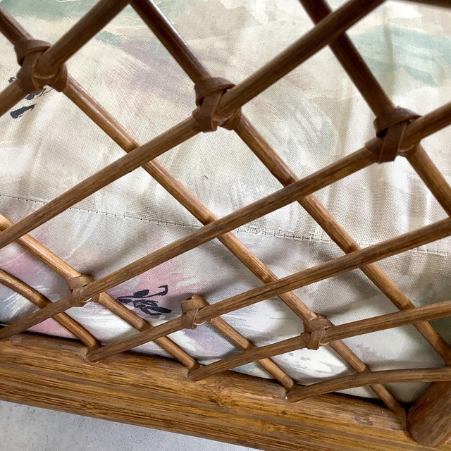 Vintage Rattan Three-Seat Sofa, Diamond Lattice Arms, Ficks Reed Style For Sale - Image 11 of 12