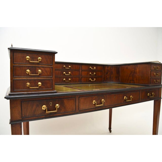 Carlton House Desk in Mahogany and Leather Top, 1890s For Sale - Image 13 of 15