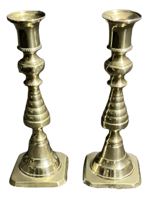 Victorian Brass Diamond Jubilee Candlesticks, 1897, Set of 2