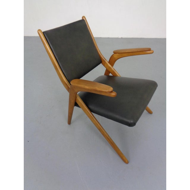 Boomerang Chair in Beech & Leather by Louis Van Teeffelen for Wébé Furniture, Netherlands, 1960s For Sale - Image 10 of 18