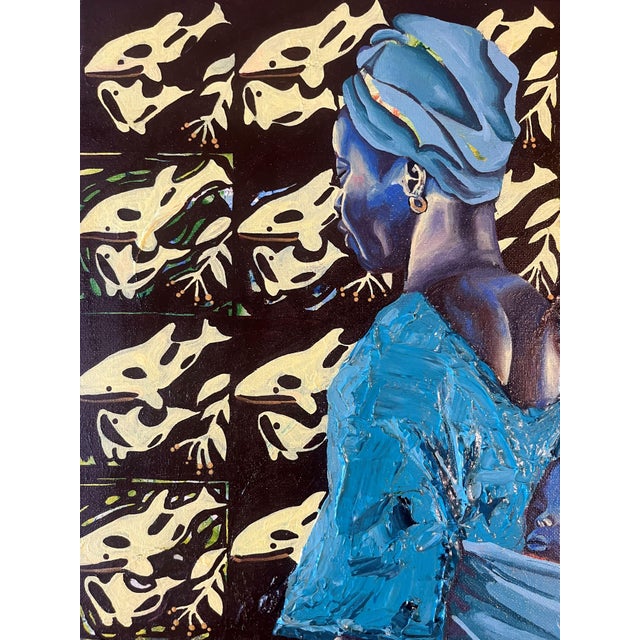 Iya Mi (My Mother) by Victory Anthony Nted (2025) Acrylic and Gouache on Canvas For Sale - Image 4 of 5