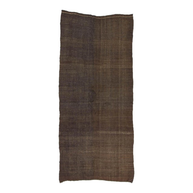 Vintage Brown Turkish Kilim Rug - 6′2″ × 13′11″ For Sale