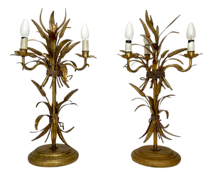 Gilt Sheaf of Wheat Table Lamps attributed to Hans Kögl, 1960s, Set of 2