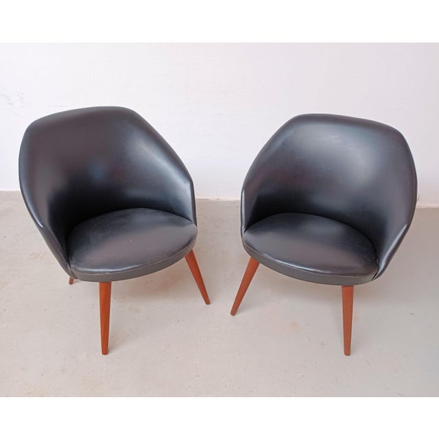 Fully Restored Ejvind Johansson Lounge Chairs Custom Upholstery, 1960s The lounge chairs feature soft organic shapes from...