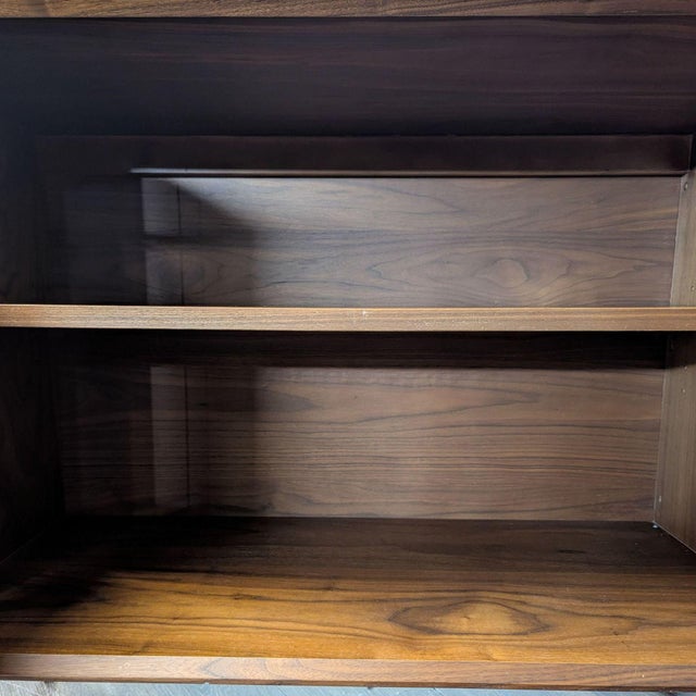 Brown Crate & Barrel Tate Modern Walnut Bookshelf With Storage Cabinet For Sale - Image 8 of 9