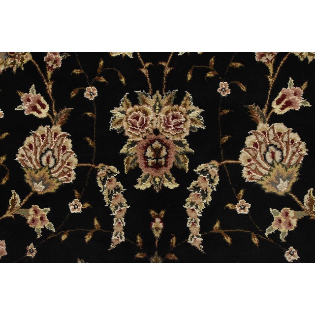 Tabriz Rug 8’6” X 11’9” Black Wool/Silk Traditional Hand-Knotted Oriental Carpet For Sale - Image 9 of 15