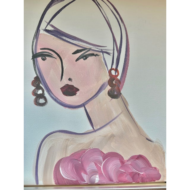 2020s After Lesley Weaver Contemporary Original Acrylic Painting of Lady, Framed For Sale - Image 5 of 5