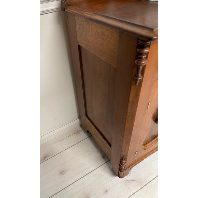 Antique Walnut Restored Washstand / Vanity / Curved Fruit / Casters/ Circa 1870 For Sale - Image 4 of 12