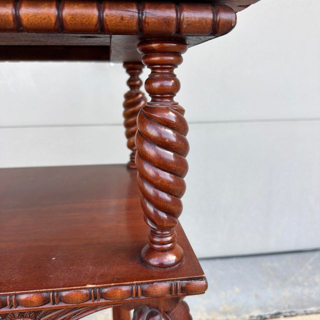 Wood Antique Carved Cherry Wood Side Table, Aesthetic Period, Circa 1890 For Sale - Image 7 of 18