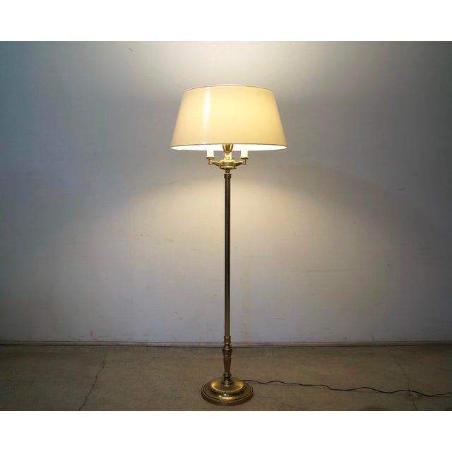 Brass 1970’s Hollywood Regency Brass Torch Floor Lamps by Stiffel - A Pair For Sale - Image 8 of 12