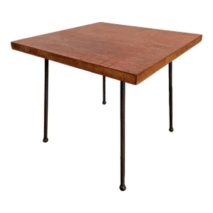 Mid-Century Modern Swivel Top Iron Leg Table