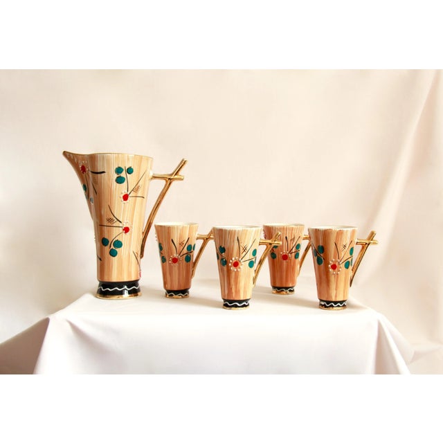 1950s Mid-Century Ceramic Margherite Pitcher and Glasses, Italy, 1950s, Set of 5 For Sale - Image 5 of 13