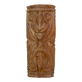 Carved Wooden Māori Poupou Guardian Post For Sale