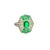 A striking and elegant art-deco inspired ring showcasing a vibrant green emerald as the centerpiece. The emerald are cut...
