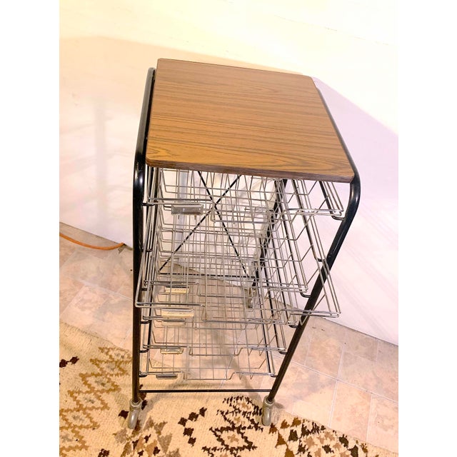 Mid-Century Chrome, Six Trays Mail Cart with metal weels, France Made by Caddie. Trolley or mail trolley with wheels,...