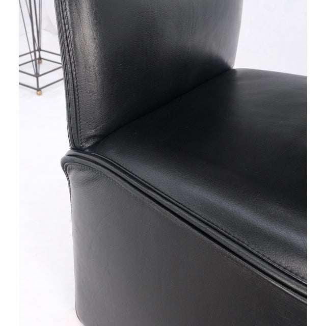 Mario Bellini Set 4 Italian Mid Century Modern Black Leather Dining Chairs Bellini Style MINT! For Sale - Image 4 of 13