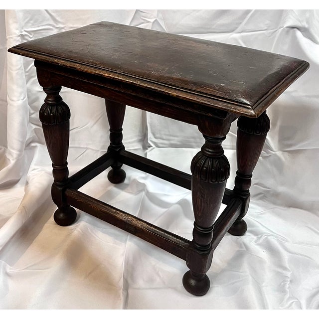 English Antique 1800s English Oak Joint Stool/Side Table For Sale - Image 3 of 15