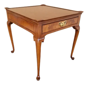 Classic Wellington Hall Queen Anne Mahogany End Side Occasional Table With Drawer
