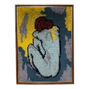 Vintage Picasso Nude Figural Framed Needlepoint