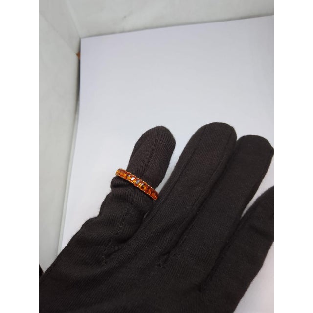 Metal Natural 18k Gold Orange Sapphire Halo Ring, 5.92ct, New For Sale - Image 7 of 8