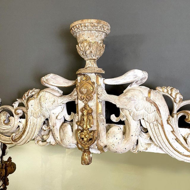 Paint Vintage Italian White and Golden Wood Wall Mirror with Animal Decorations, 1990s For Sale - Image 7 of 16