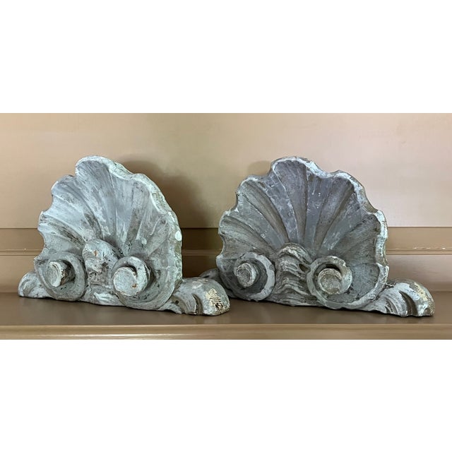 Late 18th Century Antique 18th Century French Rococo Carved Wood Sea Shell Form Architectural Cornice Elements - A Pair For Sale - Image 5 of 14