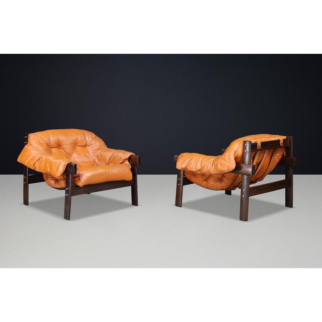 Brown MP-41 Lounge Chairs in Cognac Leather by Percival Lafer, 1970s, Set of 2 For Sale - Image 8 of 18