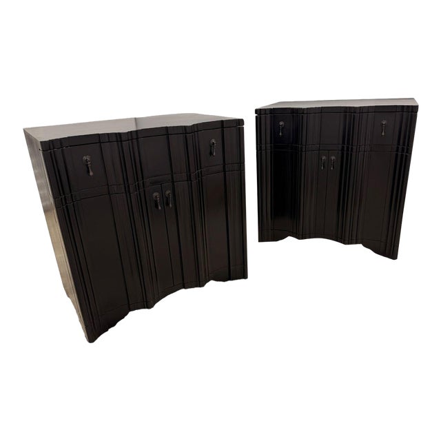Pair of Oly Studio Style Sculptural Dark Wood Jackson Nightstands For Sale