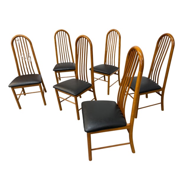 Mid-Century Modern Vintage Danish Modern Teak Spindle Back Dining Chairs - Set of 6 For Sale - Image 3 of 6