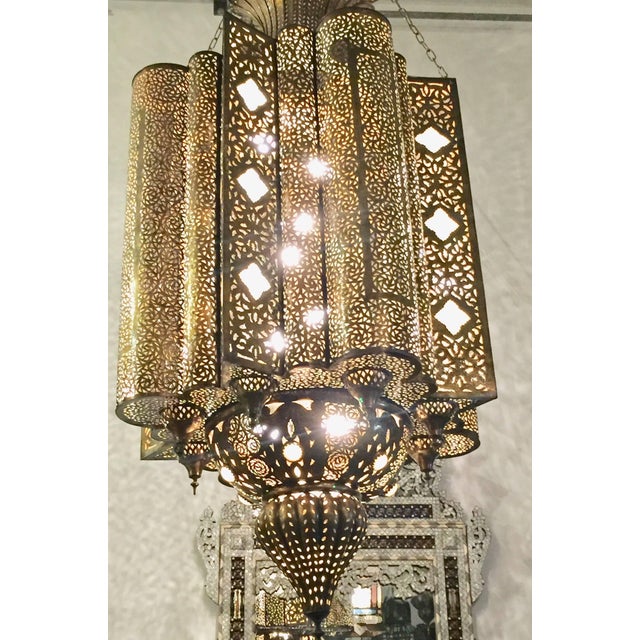 Large Moroccan Moorish Brass Chandelier Chairish