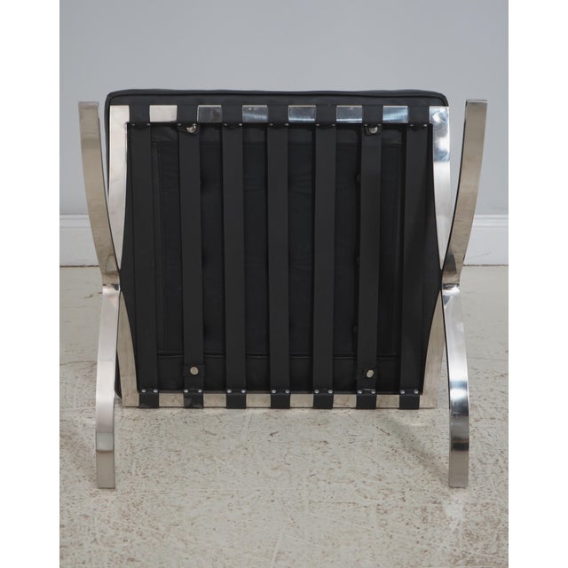 Hekman Mid Century Modern Chrome Barcelona Chair & Ottoman For Sale - Image 10 of 18