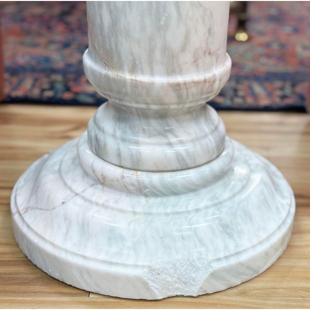 Vintage Round Carved Marble Column Pedestal For Sale - Image 11 of 11