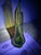 Vintage l.e. Smith Avocado Green Pedestal Swung Vase 16.5" MCM Simplicity Uv Reactive For Sale In Dallas - Image 6 of 6