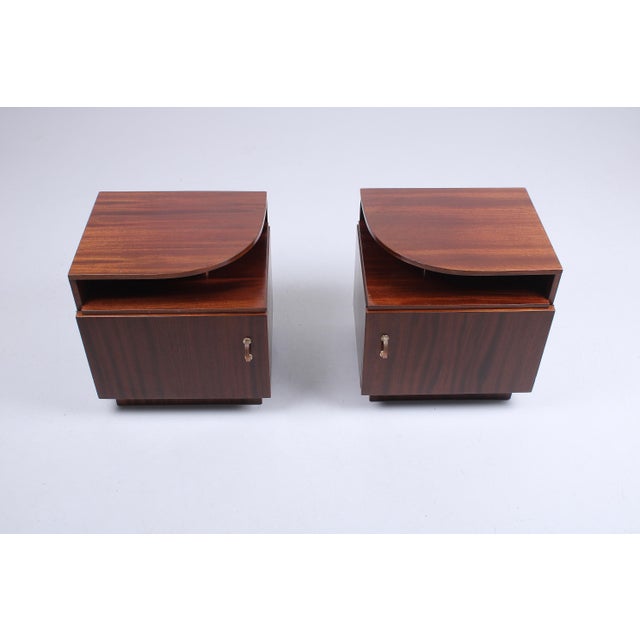 Art Deco Dark Wood Nightstands, 1940s, Set of 2 For Sale - Image 3 of 15