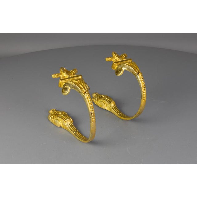 Metal Late 19th Century Empire Revival French Gilt Bronze Curtain Tiebacks, 1890s, Set of 2 For Sale - Image 7 of 18