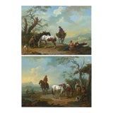 18th Century Flemish School Pair of Antique Landscape Paintings For Sale