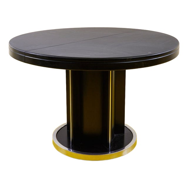 Round Black Extendable Table, 1950s For Sale