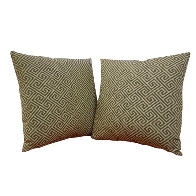 22" Luxe Fretwork Pillows - A Pair For Sale